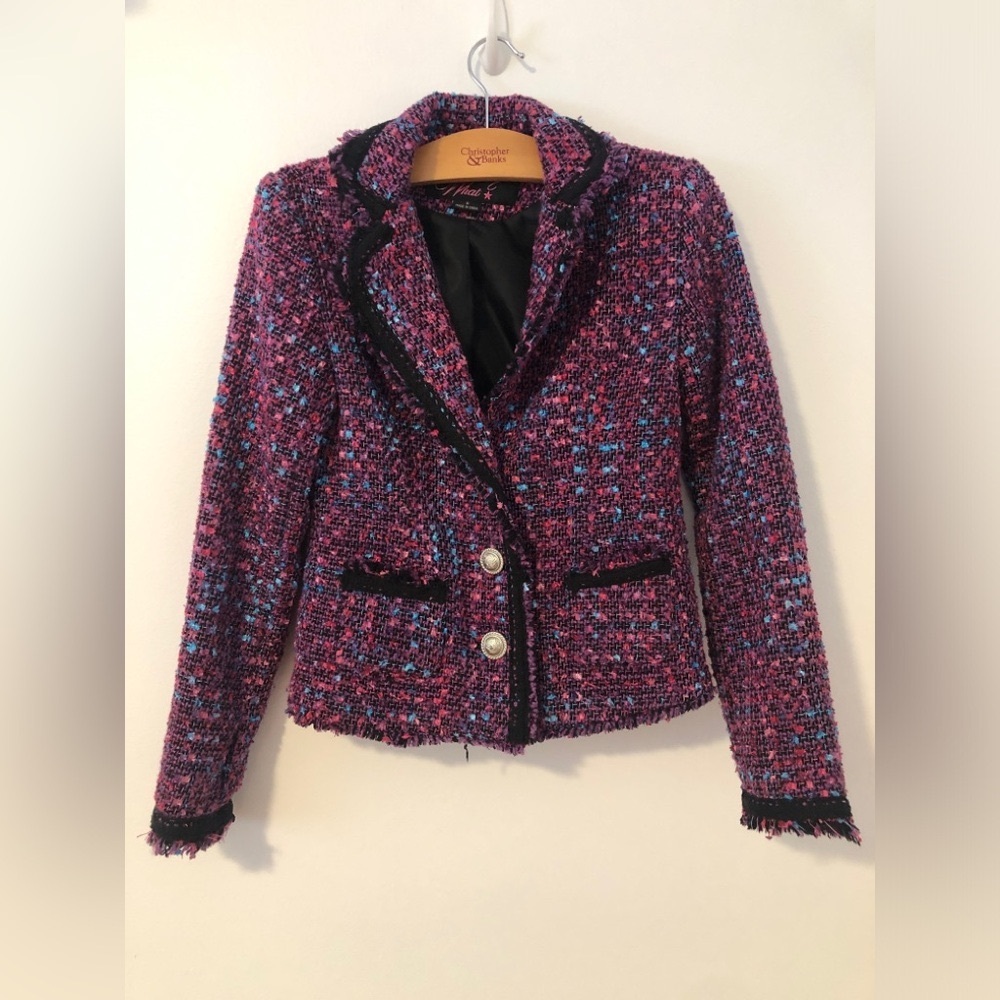 Say What? Women's multi-color Tweed Blazer